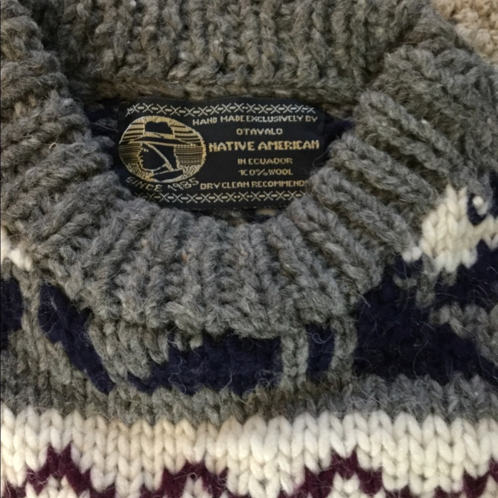 Hand made Native American Sweater, 100% wool m/l - Picture 7 of 8